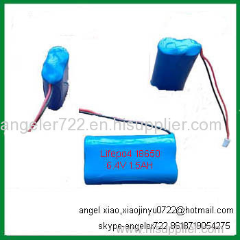 led lights battery 6.4v 1.5ah lifepo4 lithium battery pack 2S1P