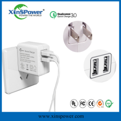 SHENZHEN XINSPOWER multifuncational 5V 4.8A 2USB Ports us Plug USB charger