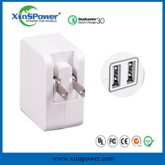 SHENZHEN XINSPOWER multifuncational 5V 4.8A 2USB Ports us Plug USB charger