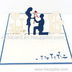 Propose-love card-valentine card-3d card-handmade card-pop up card-laser cut-paper cutting-birthday card