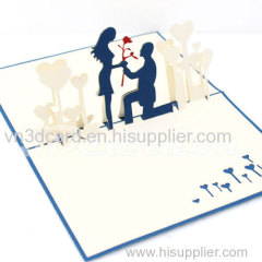 Propose-love card-valentine card-3d card-handmade card-pop up card-laser cut-paper cutting-birthday card