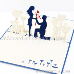 Propose-love card-valentine card-3d card-handmade card-pop up card-laser cut-paper cutting-birthday card