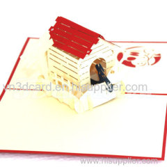 Nice Dog House-3d card-pop up card-handmade card-birthday card-greeting card-laser cut-paper cutting