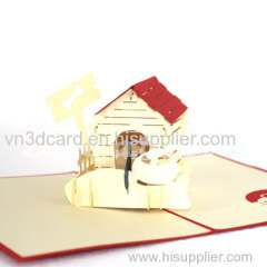 Nice Dog House-3d card-pop up card-handmade card-birthday card-greeting card-laser cut-paper cutting