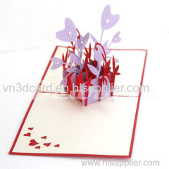 Heart flower vase-3d card-pop up card-handmade card-greeting card-birthday card-laser cut-paper cutting