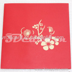 Apricot flowers-3d card-handmade card-birthday card-congratulation card-greeing card-pop up card-laser cut-paper cutting