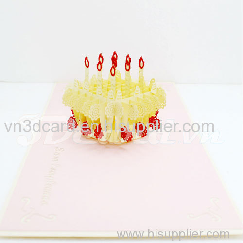 Birthday cake 2-3d card-pop up card-handmade card-greeting card-birthday card-laser cut-paper cutting