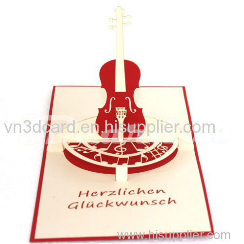 Grand Violin-3d card-handmade card-pop up card-birthday card-greeting card-laser cut-paper cutting