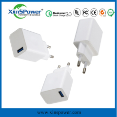 shenzhen xinspower Squared shape white eu plug QC3.0 multifuncation safe quick usb charger
