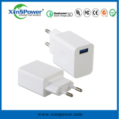 shenzhen xinspower Squared shape white eu plug QC3.0 multifuncation safe quick usb charger