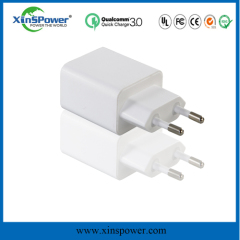 shenzhen xinspower Squared shape white eu plug QC3.0 multifuncation safe quick usb charger