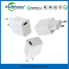 shenzhen xinspower Squared shape white eu plug QC3.0 multifuncation safe quick usb charger