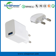 shenzhen xinspower Squared shape white eu plug QC3.0 multifuncation safe quick usb charger