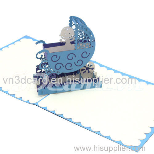Children Trolley 4-3d card-pop up card-handmade card-birthday card-greeting card-congratulation card-laser cut