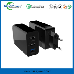 shenzhen xinspower 5V 2.4A Qualcomm functional 3 Ports EU plug Charger