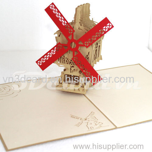 Windmill 2-3d card-handmade card-pop up card-birthday card-greeting card-laser cut-paper cutting