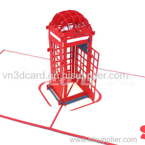 Public Telephone-3d card-handmade card-pop up card-birthday card-greeting card-laser cut-paper cutting