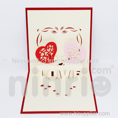 Two heart 3d pop-up card