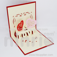 Two heart 3d pop-up card