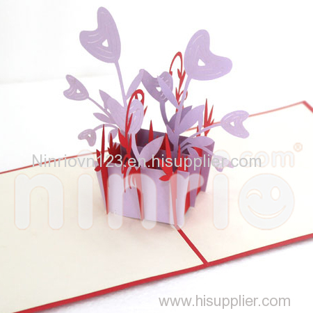 Heart flower vase 3d pop-up card