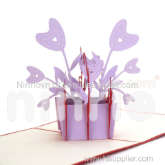 Heart flower vase 3d pop-up card