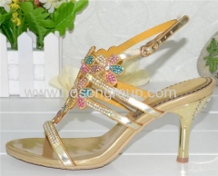 Gold single sole open toe ladies sandals