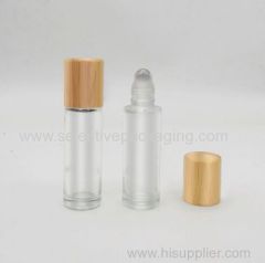 empty 10ml bamboo screw cap top roll on glass