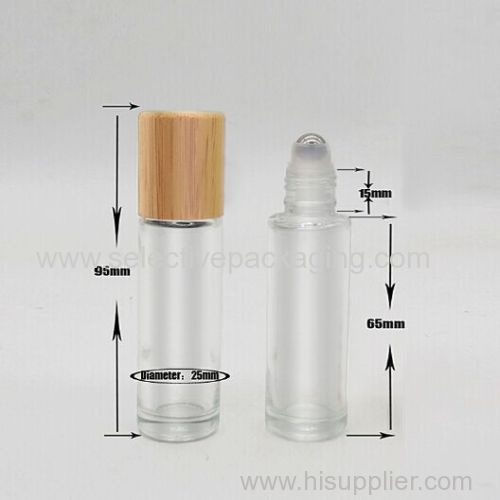 empty 10ml bamboo screw cap top roll on glass