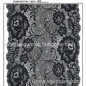 Black flowered Galloon Lace fabric for Wedding Dress