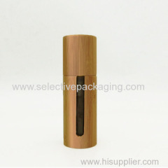 empty glass bamboo lotion pump cosmetic bottle