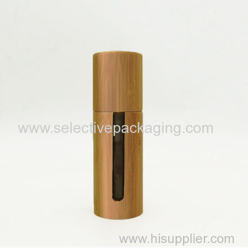 Glass bamboo lotion pump cosmetic bottle