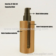 50ml bamboo glass cosmetic lotion container