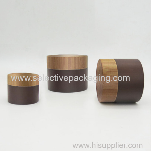 Brown coating bamboo plastic cosmetic cream container