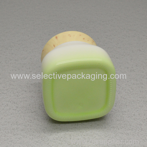 50g opal glass cream jar with bamboo screw lid