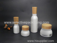 40ml luxury opal glass lotion bottle wooden lid