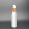 100ml opal glass boday lotion pump bottle with wooden lid