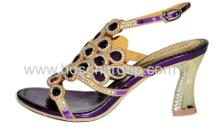 Shiny rhinestone high heel single sole ladies shoes