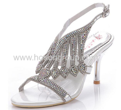 Ladies rhinestone low heel sandals