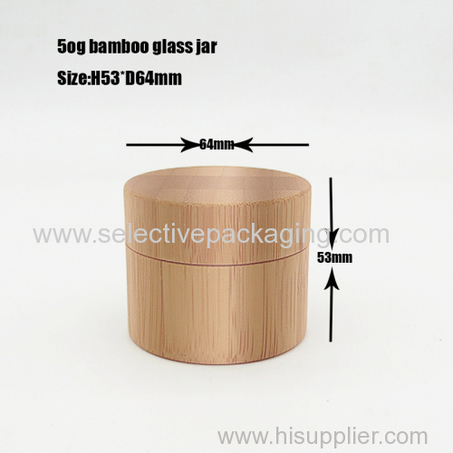 50g luxury bamboo glass face cream jar cosmetic container