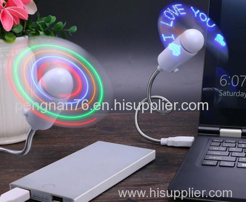 Programmable flashing lighting up led message usb fan