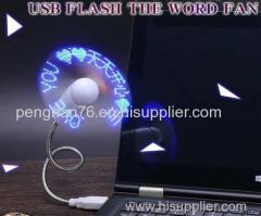 Programmable flashing lighting up led message usb fan
