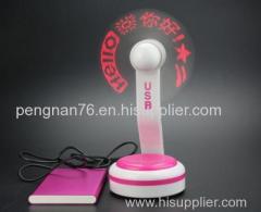 Programmable flashing lighting up led message usb fan