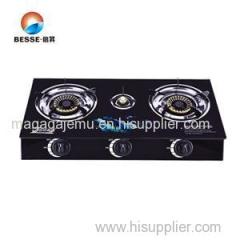 Good Quality Household Tempered Glass Triple Burner Desk Top Gas Cooker