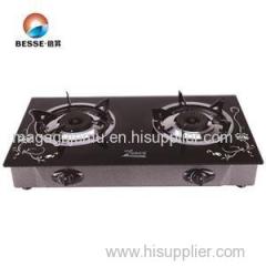 Tempered Glass Panel Classic Fire Cap Double Burner Desktop Gas Range