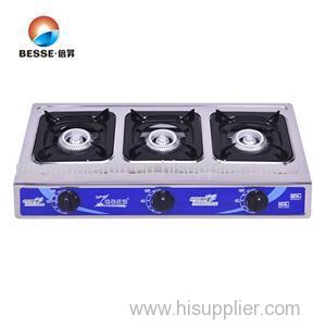 Cheapest Big Three Burners Gas Range Model With Stainless Steel Panel Silver Burner