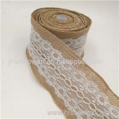 Wedding Favor Wired Jute Burlap Rolls Ribbon With Lace Trims Tape Ribbon 2.5''*10Y