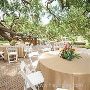 Natural Round Hessian Tablecloth Jute Burlap TableCloth 100%Eco-friendly 120''