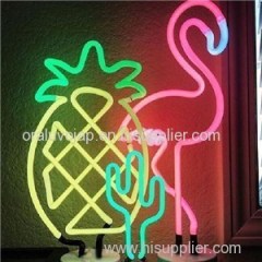 Neon Light Of Flamingo Pineapple Coucan Cactus Rainbow