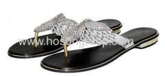 Clip on rhinestone flat slippers