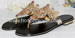 Clip on colorful rhinestone flat slippers